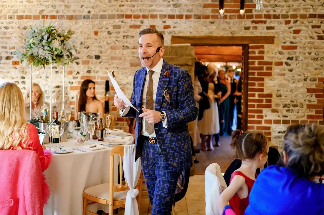 Martin Sanderson hosting a wedding reception and introducing the next stage of the day